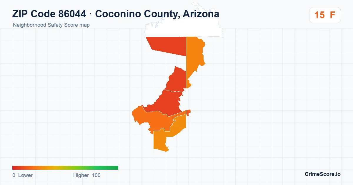 ZIP Code 86044 in Coconino County, Arizona neighborhood Safety Score map