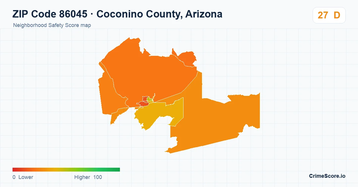 ZIP Code 86045 in Coconino County, Arizona neighborhood Safety Score map