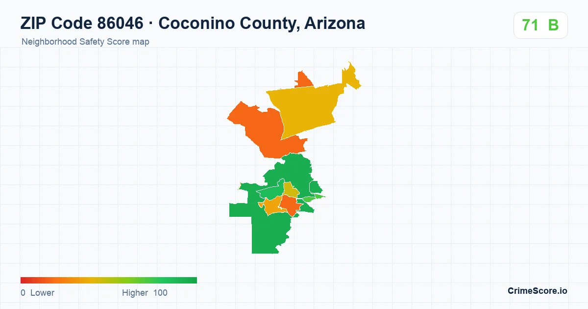 ZIP Code 86046 in Coconino County, Arizona neighborhood Safety Score map