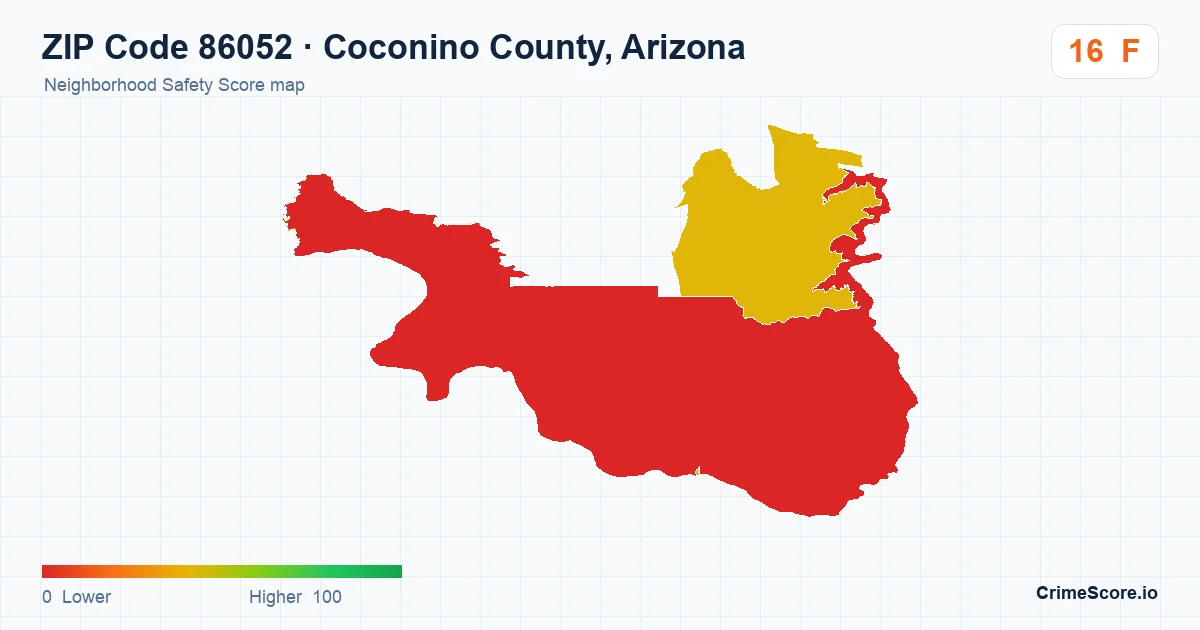 ZIP Code 86052 in Coconino County, Arizona neighborhood Safety Score map
