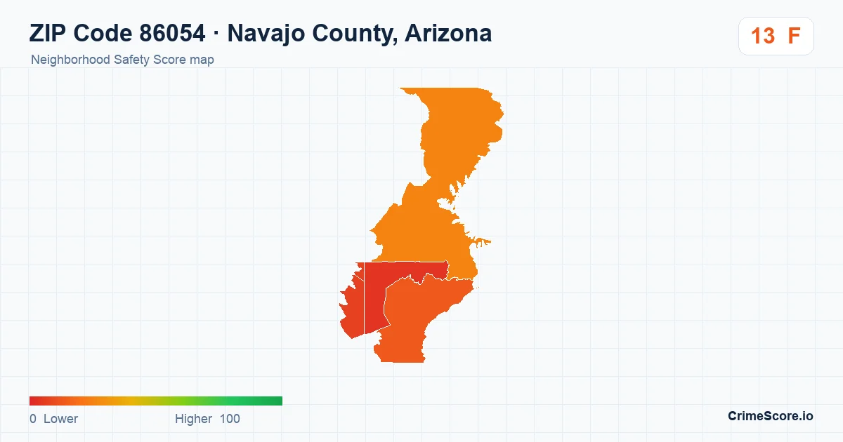 ZIP Code 86054 in Navajo County, Arizona neighborhood Safety Score map