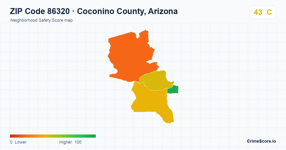 ZIP Code 86320 in Coconino County, Arizona neighborhood Safety Score map