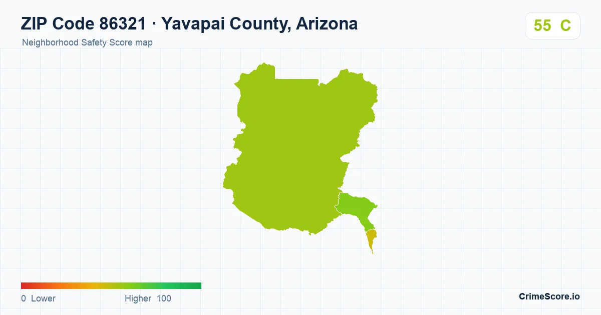 ZIP Code 86321 in Yavapai County, Arizona neighborhood Safety Score map