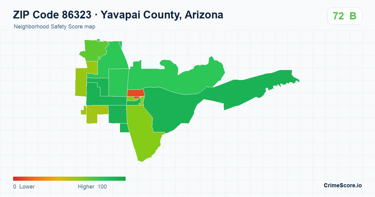 ZIP Code 86323 in Yavapai County, Arizona neighborhood Safety Score map