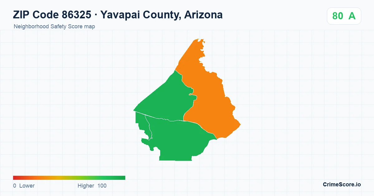 ZIP Code 86325 in Yavapai County, Arizona neighborhood Safety Score map