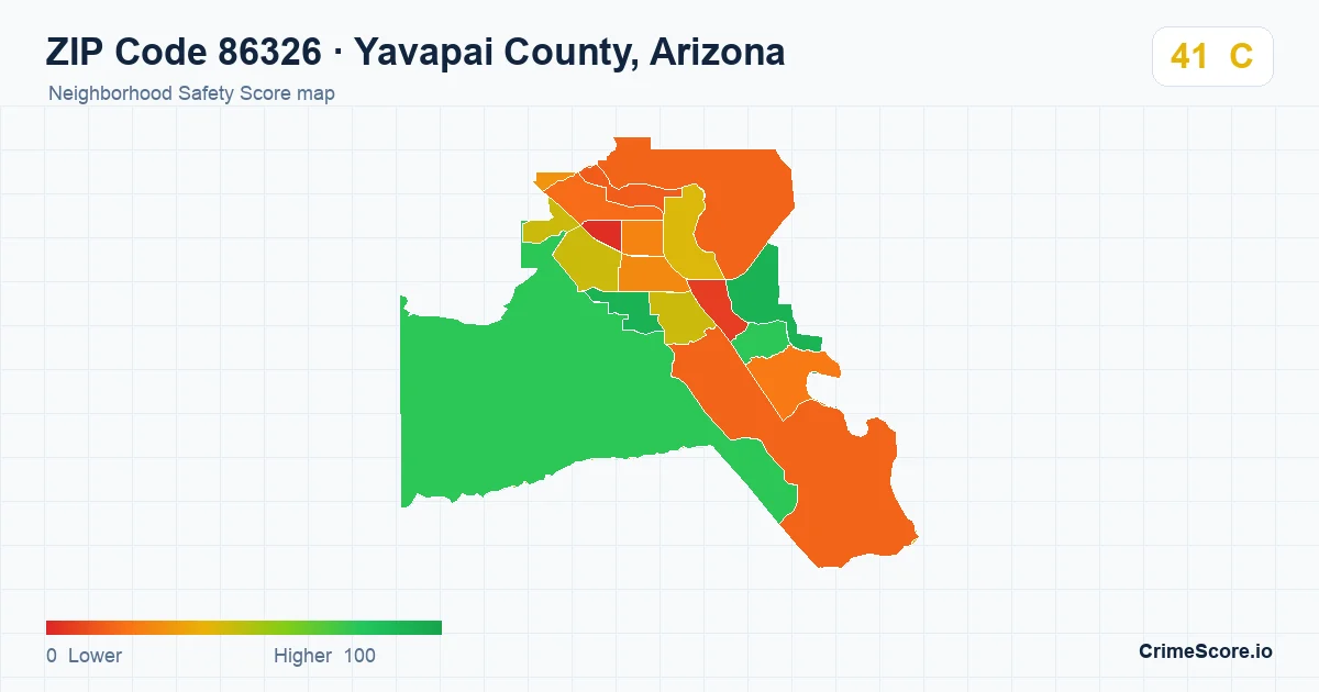 ZIP Code 86326 in Yavapai County, Arizona neighborhood Safety Score map