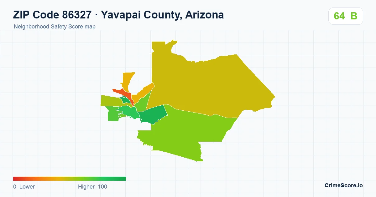 ZIP Code 86327 in Yavapai County, Arizona neighborhood Safety Score map