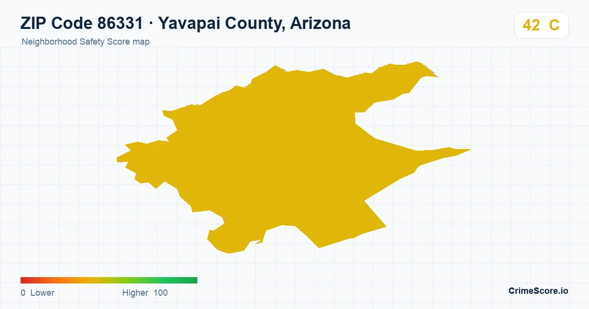 ZIP Code 86331 in Yavapai County, Arizona neighborhood Safety Score map