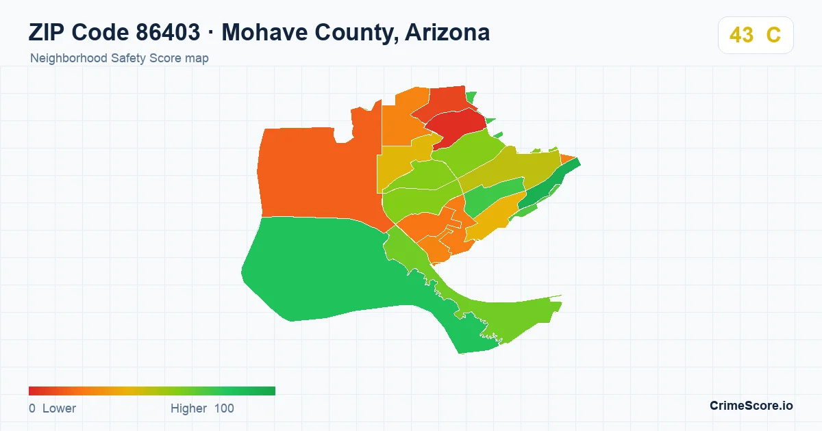 ZIP Code 86403 in Mohave County, Arizona neighborhood Safety Score map