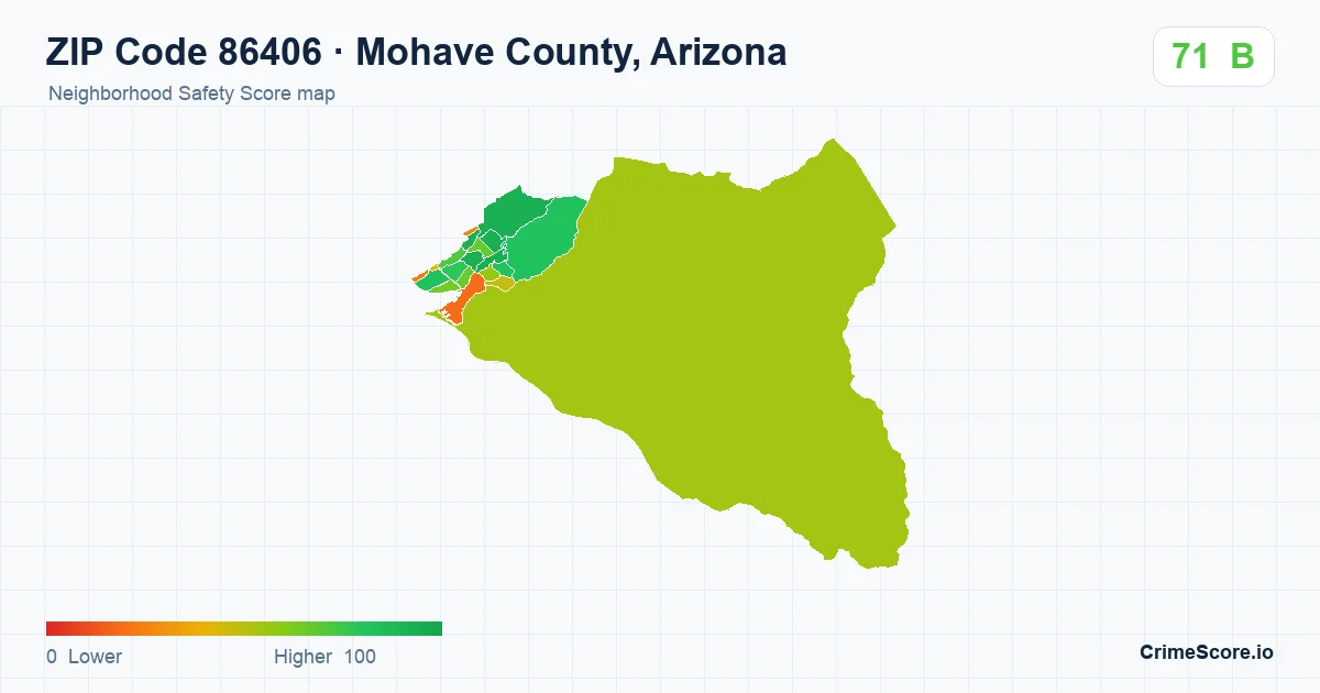 ZIP Code 86406 in Mohave County, Arizona neighborhood Safety Score map