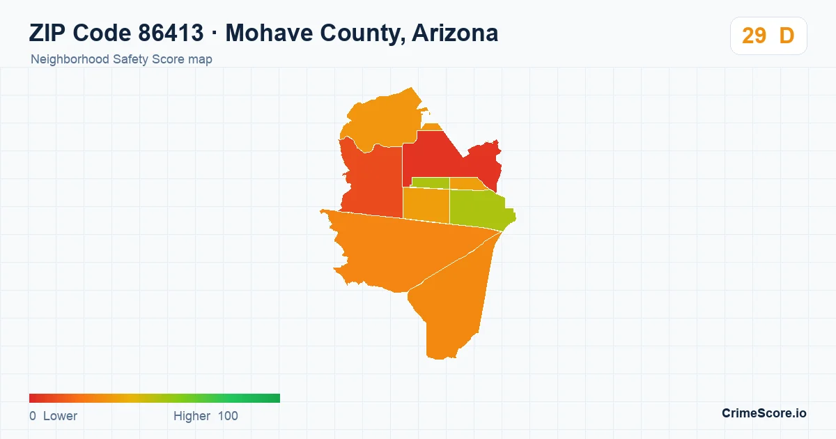 ZIP Code 86413 in Mohave County, Arizona neighborhood Safety Score map