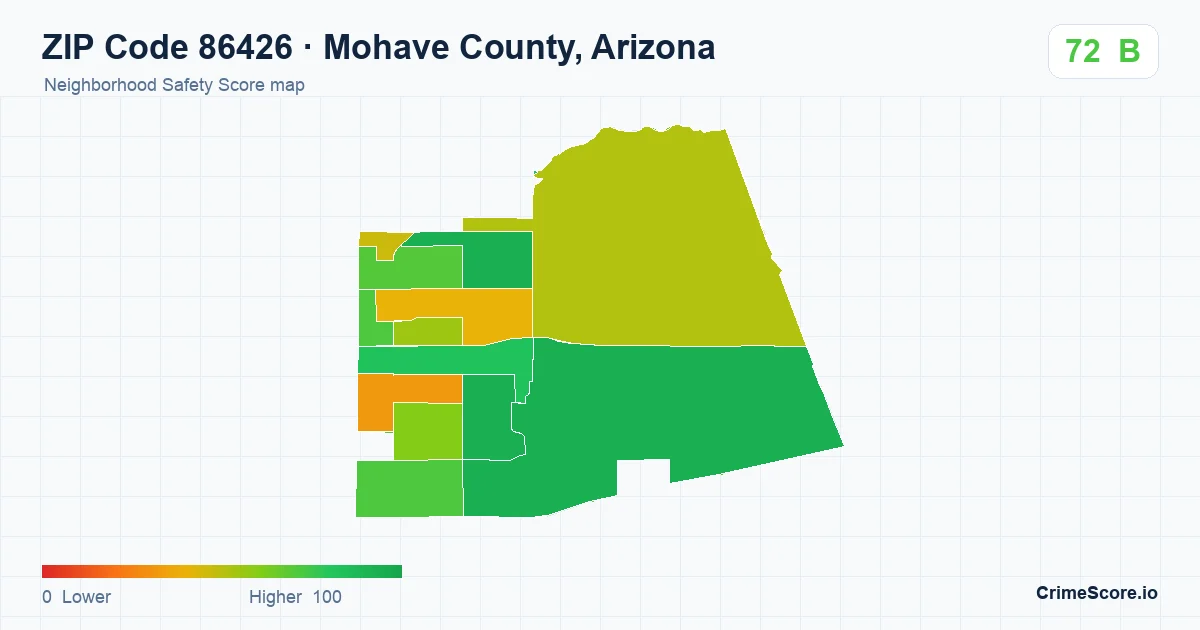 ZIP Code 86426 in Mohave County, Arizona neighborhood Safety Score map