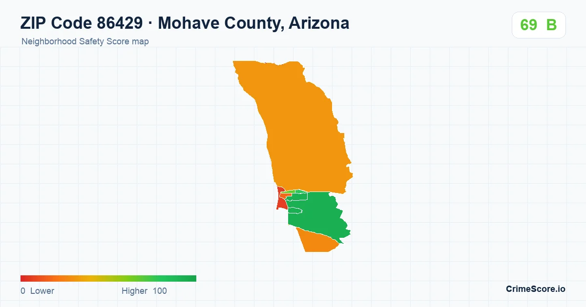 ZIP Code 86429 in Mohave County, Arizona neighborhood Safety Score map
