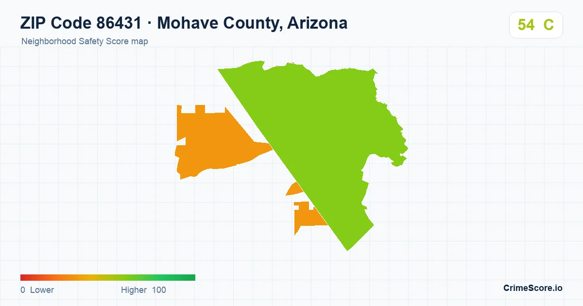 ZIP Code 86431 in Mohave County, Arizona neighborhood Safety Score map