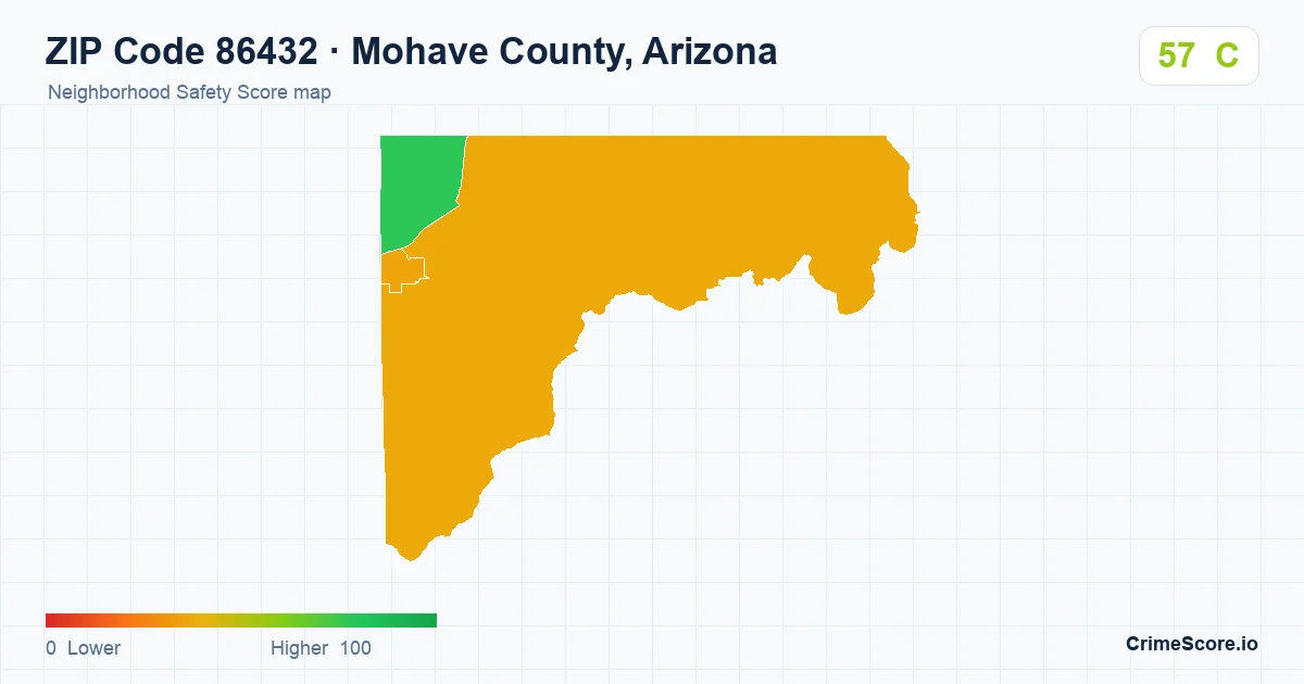 ZIP Code 86432 in Mohave County, Arizona neighborhood Safety Score map