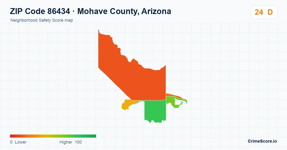 ZIP Code 86434 in Mohave County, Arizona neighborhood Safety Score map