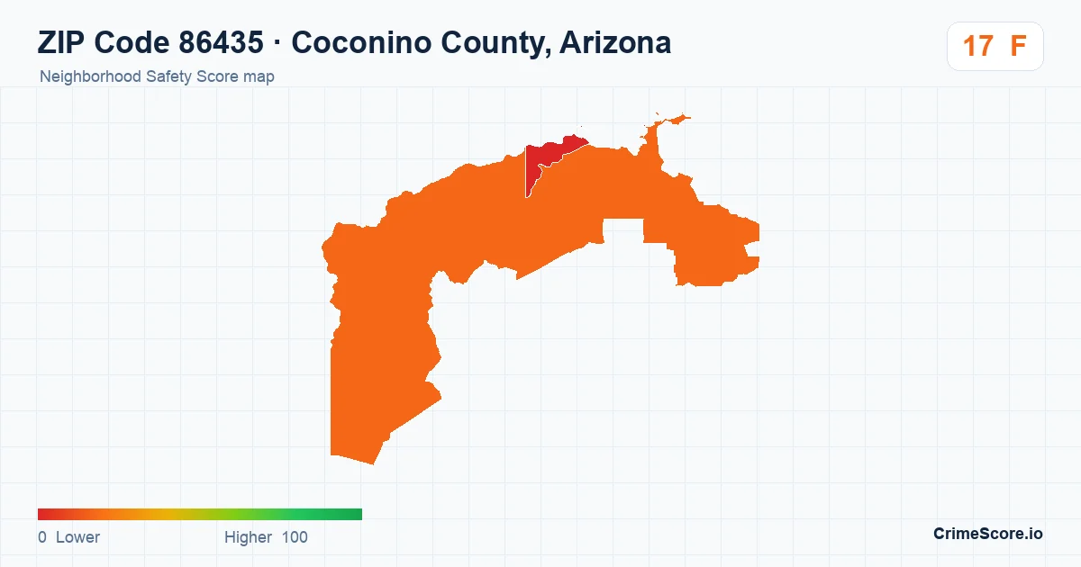 ZIP Code 86435 in Coconino County, Arizona neighborhood Safety Score map