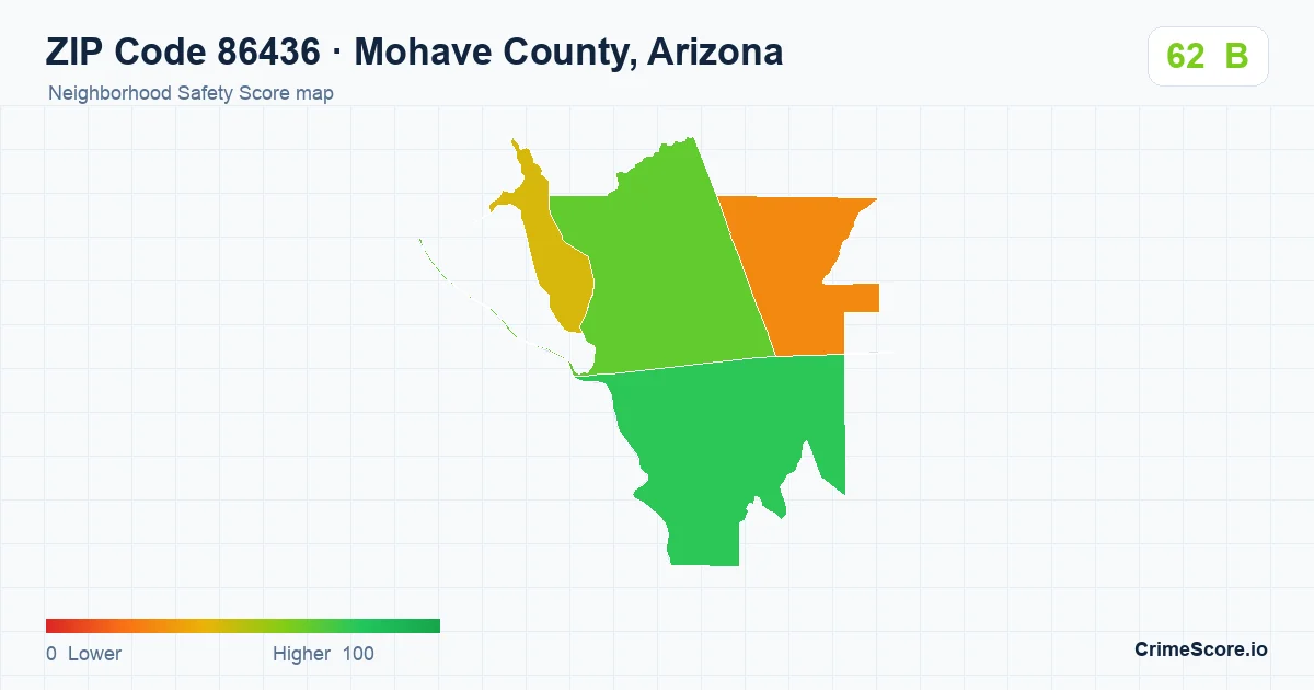 ZIP Code 86436 in Mohave County, Arizona neighborhood Safety Score map