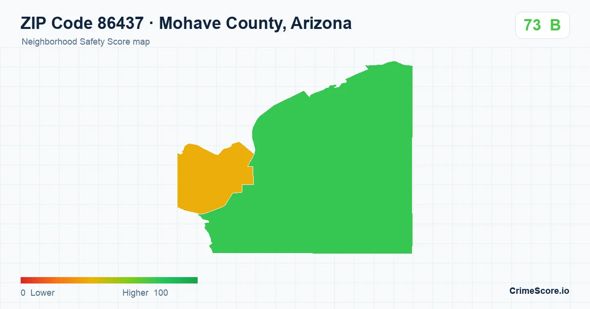 ZIP Code 86437 in Mohave County, Arizona neighborhood Safety Score map