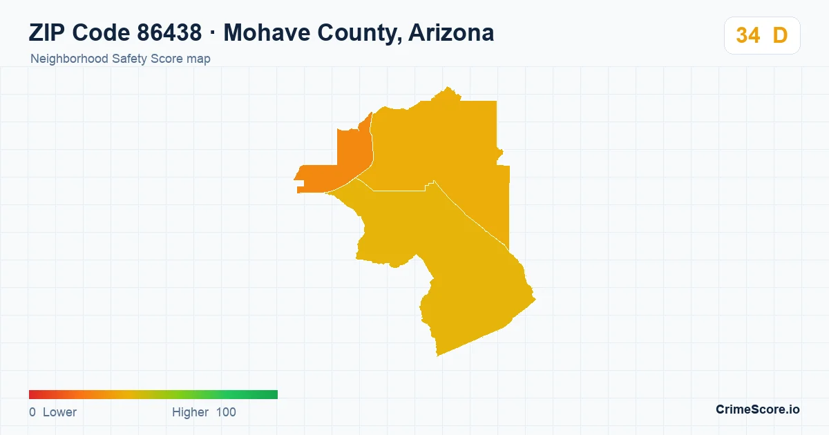 ZIP Code 86438 in Mohave County, Arizona neighborhood Safety Score map