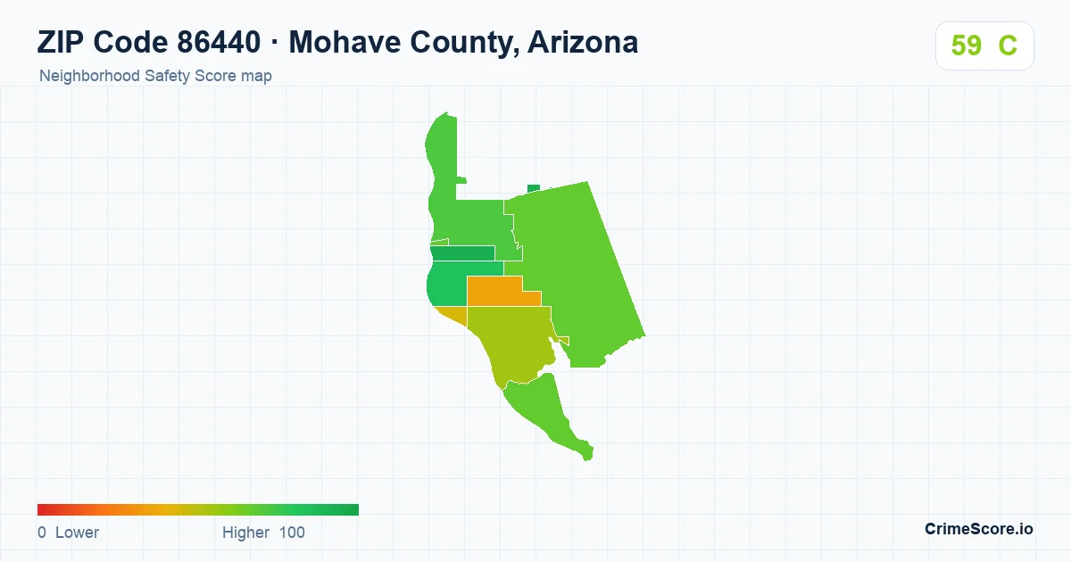 ZIP Code 86440 in Mohave County, Arizona neighborhood Safety Score map