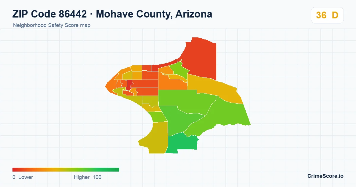 ZIP Code 86442 in Mohave County, Arizona neighborhood Safety Score map