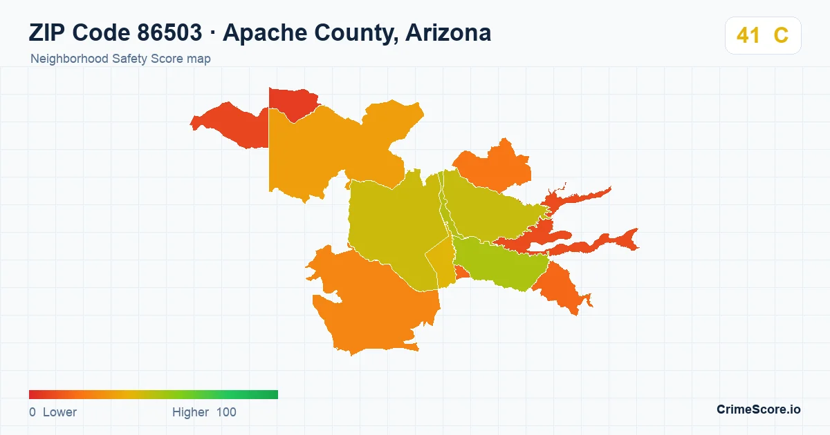 ZIP Code 86503 in Apache County, Arizona neighborhood Safety Score map