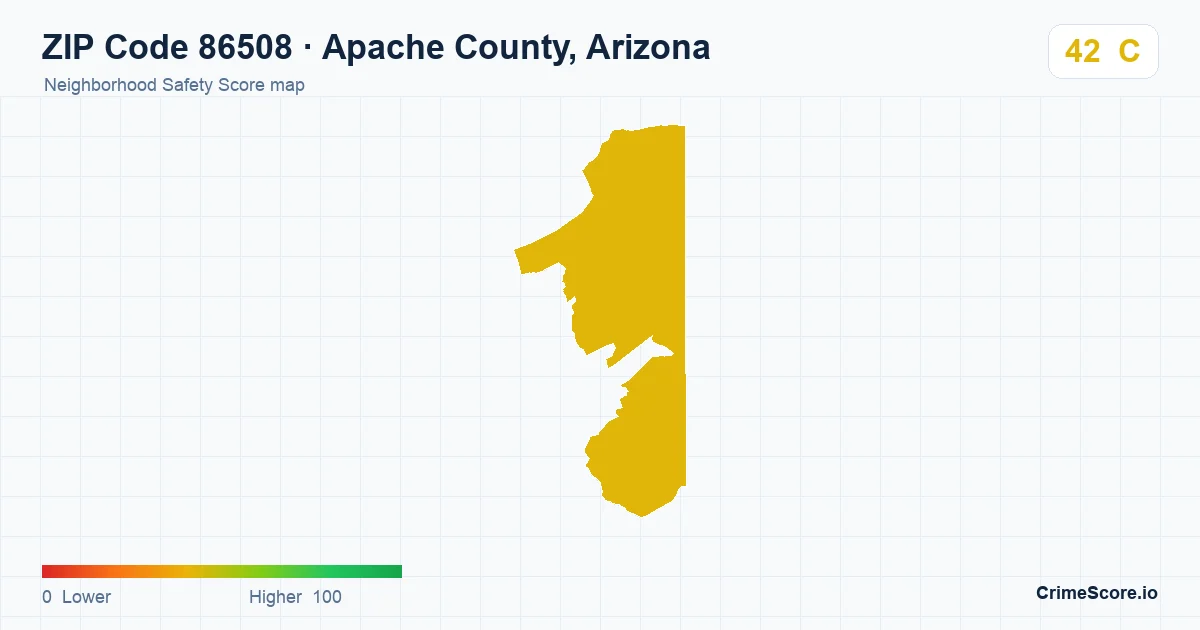 ZIP Code 86508 in Apache County, Arizona neighborhood Safety Score map
