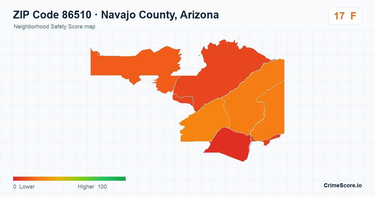 ZIP Code 86510 in Navajo County, Arizona neighborhood Safety Score map