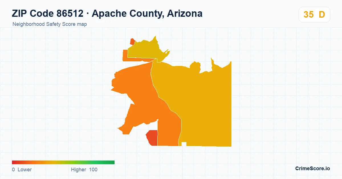 ZIP Code 86512 in Apache County, Arizona neighborhood Safety Score map