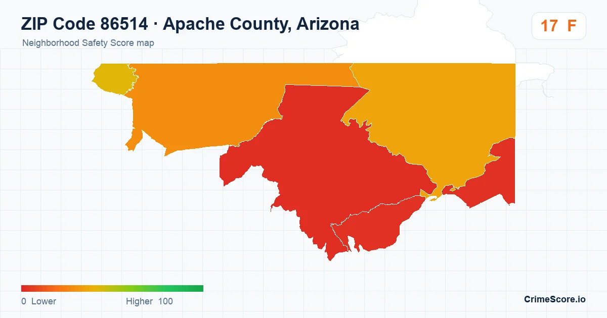 ZIP Code 86514 in Apache County, Arizona neighborhood Safety Score map
