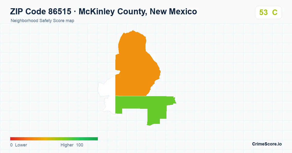 ZIP Code 86515 in McKinley County, New Mexico neighborhood Safety Score map