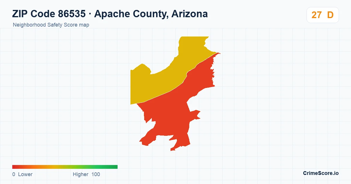 ZIP Code 86535 in Apache County, Arizona neighborhood Safety Score map