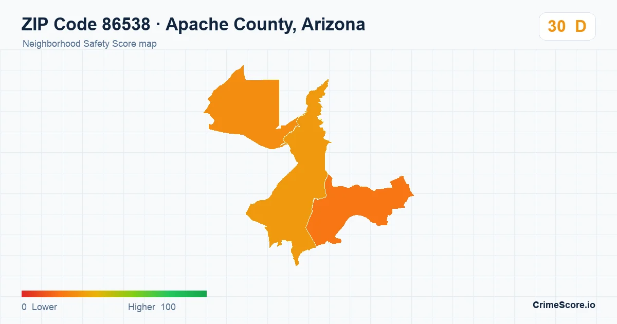ZIP Code 86538 in Apache County, Arizona neighborhood Safety Score map