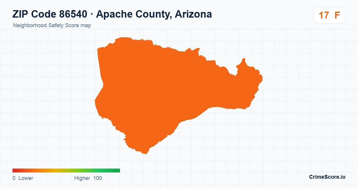 ZIP Code 86540 in Apache County, Arizona neighborhood Safety Score map