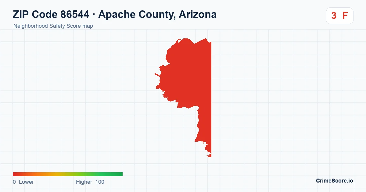 ZIP Code 86544 in Apache County, Arizona neighborhood Safety Score map
