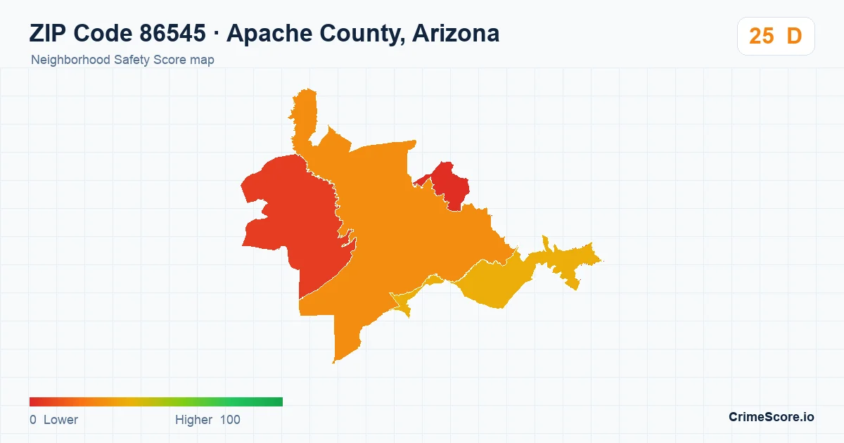 ZIP Code 86545 in Apache County, Arizona neighborhood Safety Score map