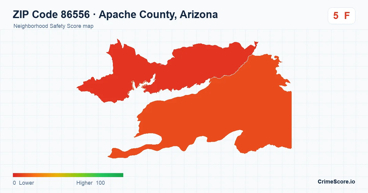 ZIP Code 86556 in Apache County, Arizona neighborhood Safety Score map