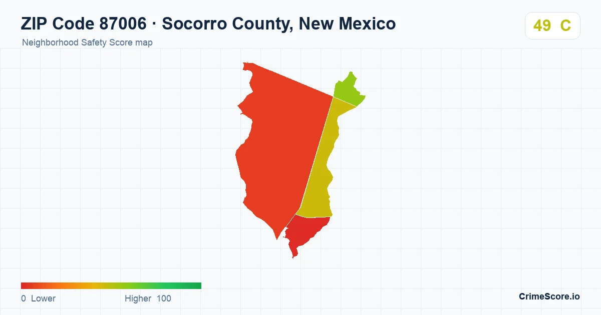 ZIP Code 87006 in Socorro County, New Mexico neighborhood Safety Score map
