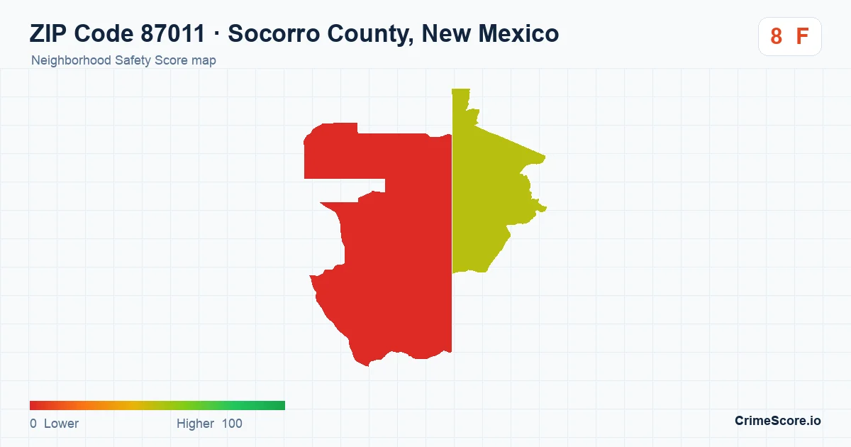 ZIP Code 87011 in Socorro County, New Mexico neighborhood Safety Score map