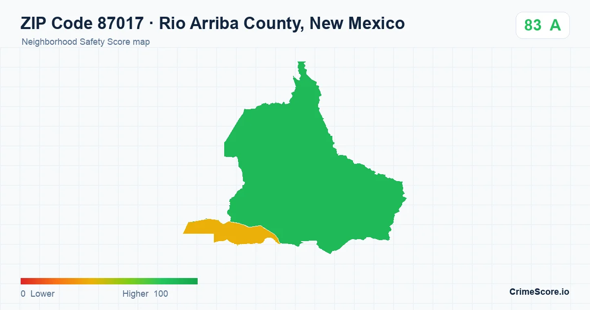 ZIP Code 87017 in Rio Arriba County, New Mexico neighborhood Safety Score map