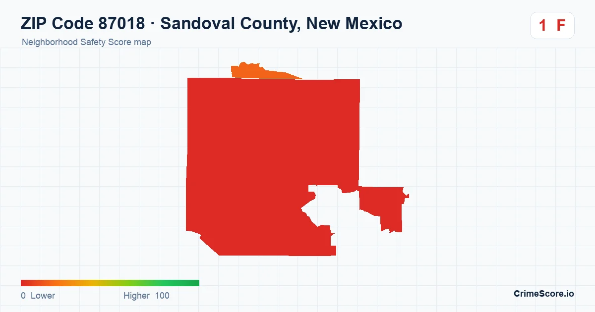ZIP Code 87018 in Sandoval County, New Mexico neighborhood Safety Score map