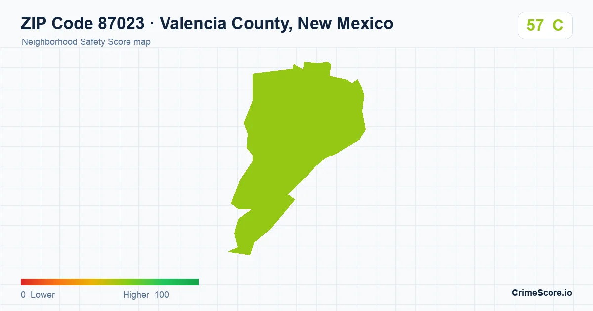 ZIP Code 87023 in Valencia County, New Mexico neighborhood Safety Score map
