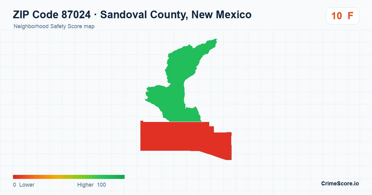 ZIP Code 87024 in Sandoval County, New Mexico neighborhood Safety Score map