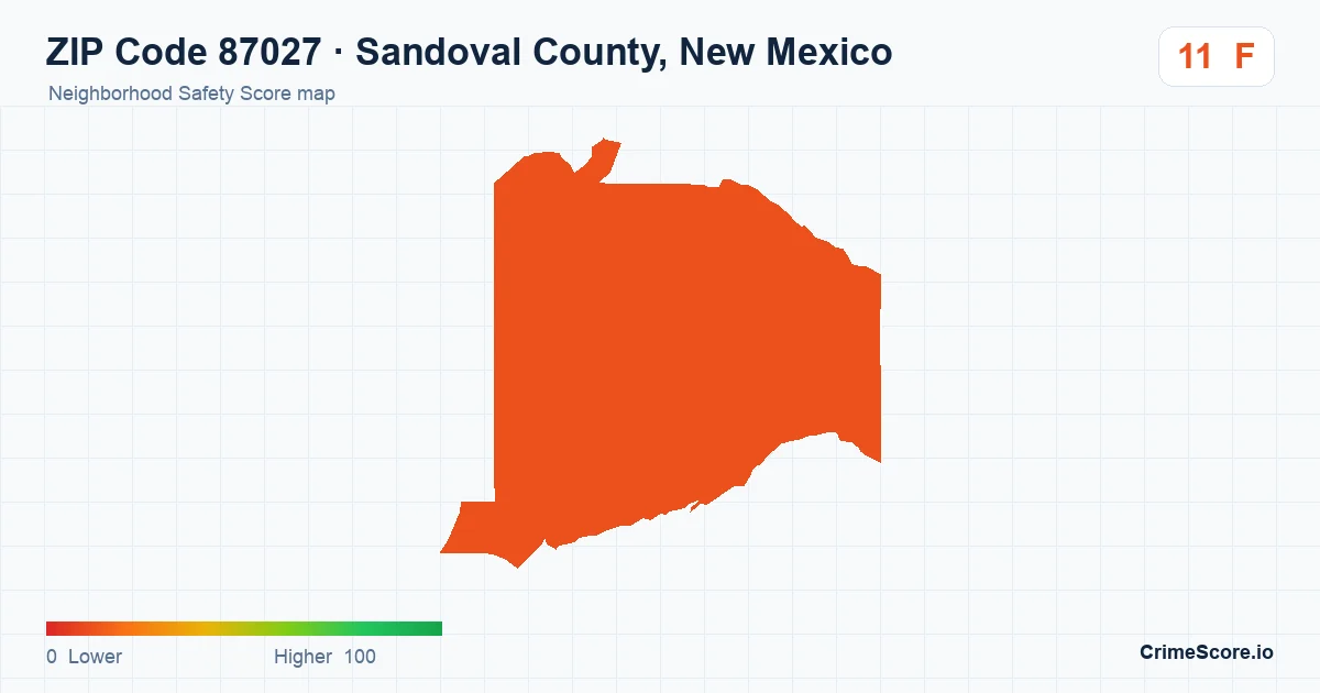 ZIP Code 87027 in Sandoval County, New Mexico neighborhood Safety Score map