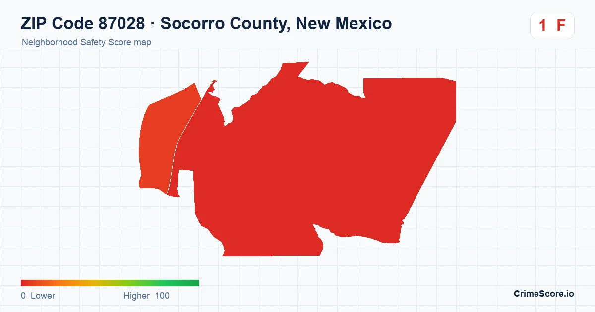 ZIP Code 87028 in Socorro County, New Mexico neighborhood Safety Score map