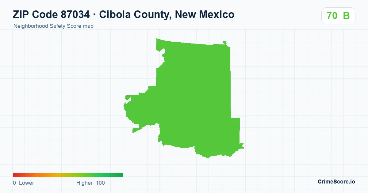 ZIP Code 87034 in Cibola County, New Mexico neighborhood Safety Score map