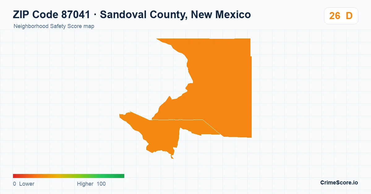 ZIP Code 87041 in Sandoval County, New Mexico neighborhood Safety Score map