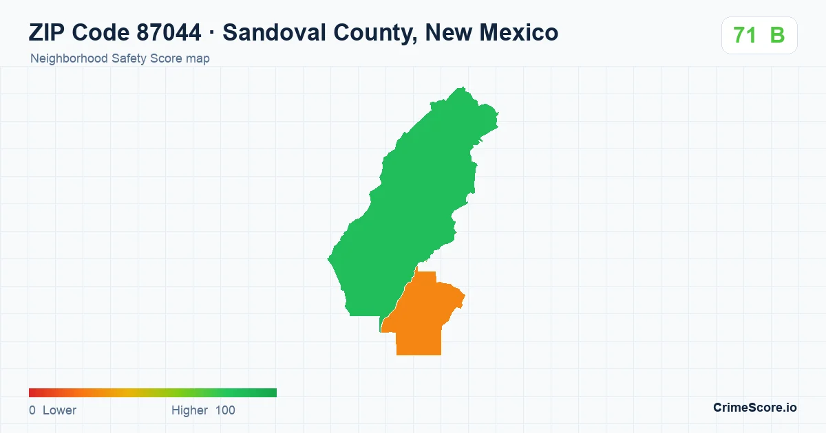 ZIP Code 87044 in Sandoval County, New Mexico neighborhood Safety Score map