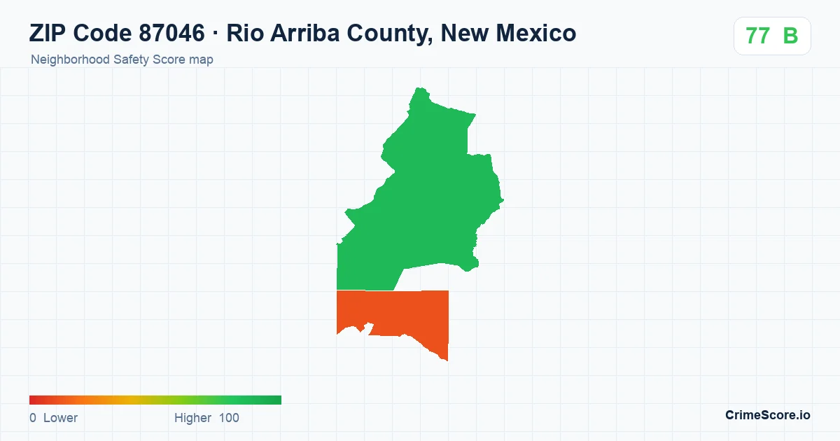 ZIP Code 87046 in Rio Arriba County, New Mexico neighborhood Safety Score map